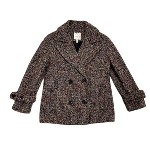 Avec Les Filles Tweed Peacoat Double Breasted Buckle Sleeve Womens S Coat